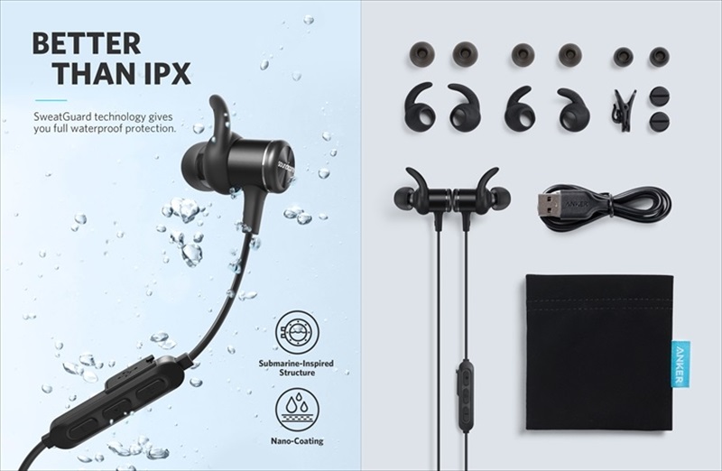 IPX7防水に対応したカナル型ワイヤレスイヤホン『 Anker Soundcore Spirit 』